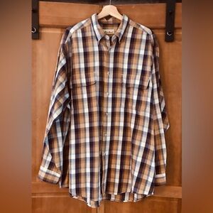 Eddie Bauer Plaid Button Down Dress Shirt Size Large